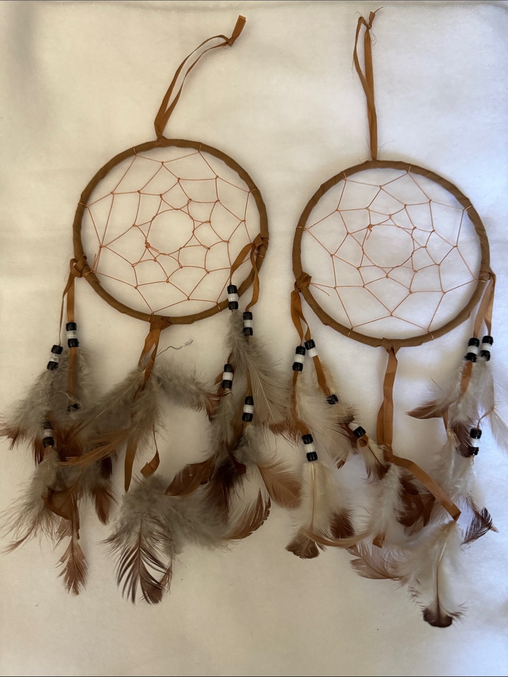 2 Brown Feather Dreamcatcher Wall Decor - Unbranded